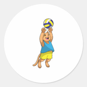 Cat as Volleyball player with Volleyball Ronde Sticker