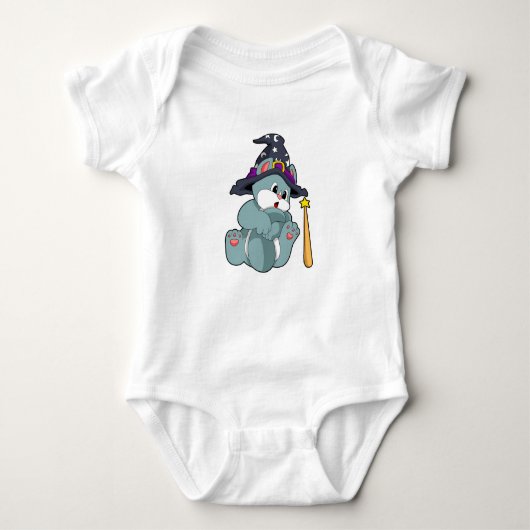 Cat as Wizard with Magic wand & Hat Romper (Voorkant)