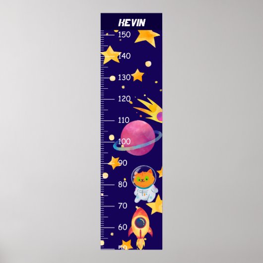 Cat astronaut in de ruimte groei grafiek poster (Voorkant)
