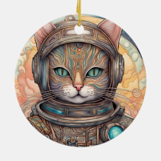 Cat Astronaut ingewikkeld gedetailleerde anime kun Keramisch Ornament (Achterkant)
