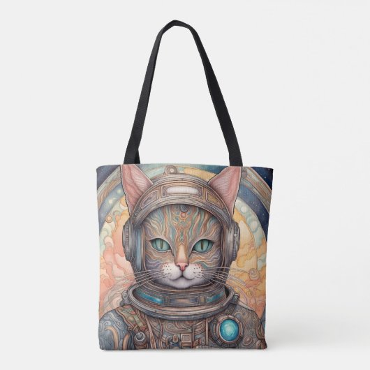 Cat Astronaut ingewikkeld gedetailleerde anime kun Tote Bag (Achterkant)