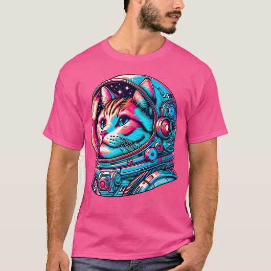 Cat Astronaut Kitten Kosmonaut Cyberpunk T-shirt (Voorkant)