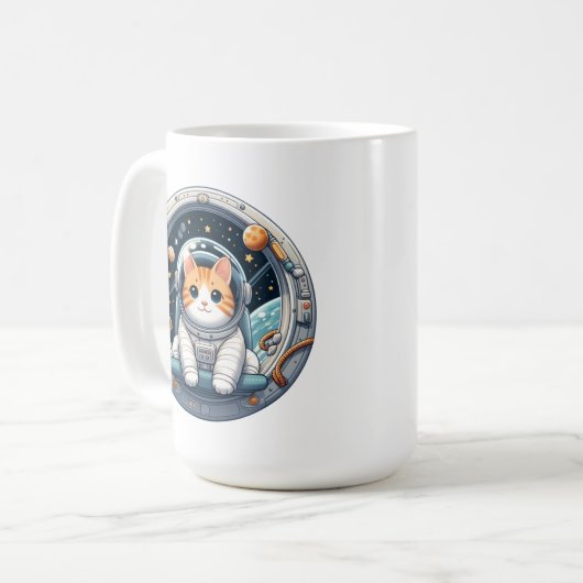 Cat Astronaut Koffiemok (Voorkant links)