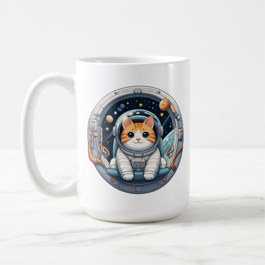 Cat Astronaut Koffiemok (Links)