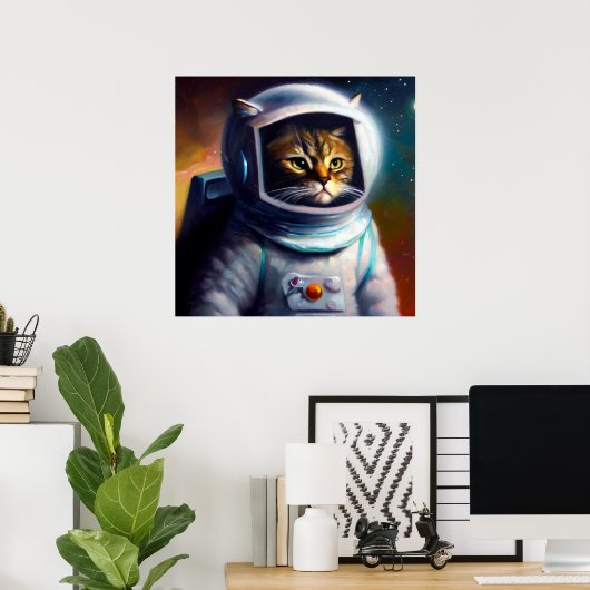 Cat Astronaut Poster (Thuiskantoor)