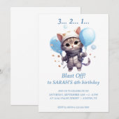 Cat Astronaut voor kinderen: Uitnodiging voor verj (Voorkant / Achterkant)