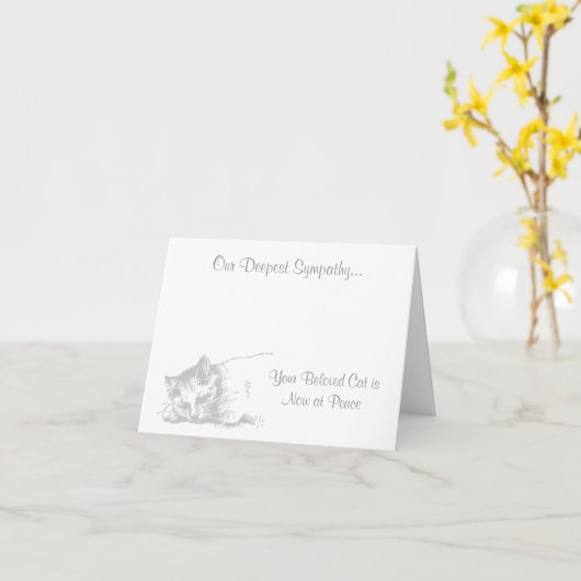 Cat at at Peace Veterinary Sympathcard Kaart (Gele Bloem)