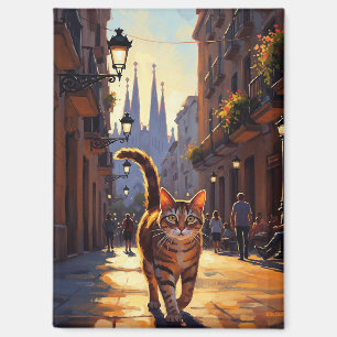 Cat at Barcelona La Sagrada Família Spanje Magneet