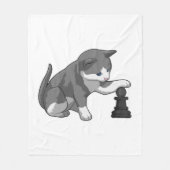 Cat at Chess with Chess piece Bishop Fleece Deken (Voorkant)