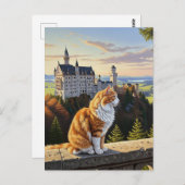 Cat at Neuschwanstein Castle Duitsland Reizen Briefkaart (Voorkant / Achterkant)
