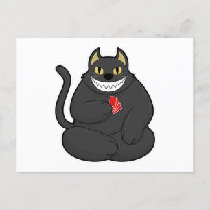 Cat at Poker with Poker cards Briefkaart