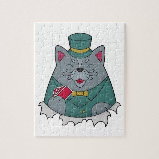 Cat at Poker with Poker cards Legpuzzel (Verticaal)