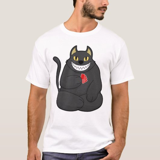Cat at Poker with Poker cards T-shirt (Voorkant)