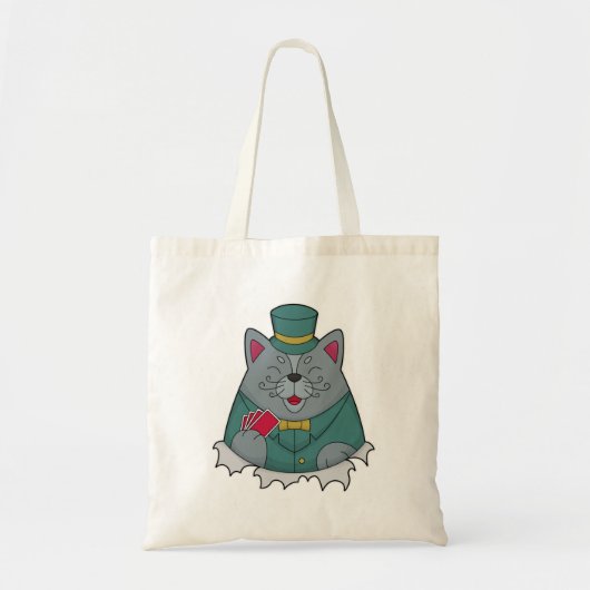 Cat at Poker with Poker cards Tote Bag (Voorkant)