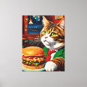 Cat at the Diner Bestel een Cheeseburger Canvas Afdruk (Voorkant)