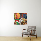 Cat at the Diner Bestel een Cheeseburger Wandkleed (In Situ (horizontaal))