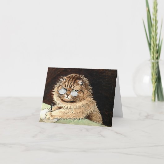 Cat at work with glasses by Louis Wain Bedankkaart (Voorkant)