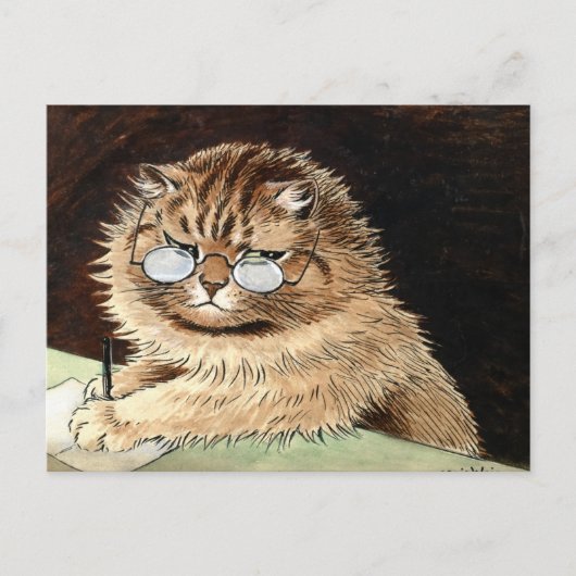 Cat at work with glasses by Louis Wain Briefkaart (Voorkant)