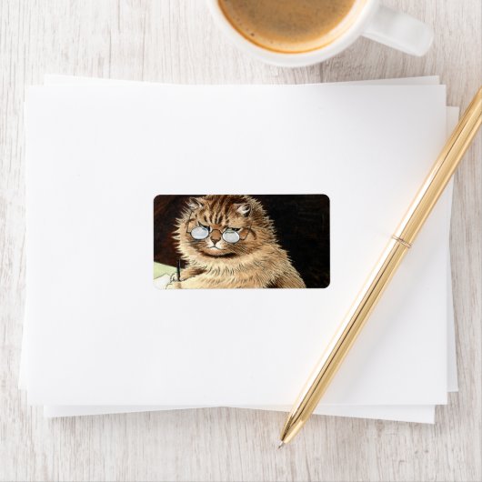 Cat at work with glasses by Louis Wain Etiket (Insitu)