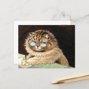 Cat at work with glasses by Louis Wain Feestdagenkaart
