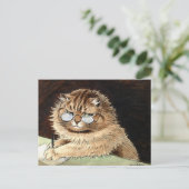 Cat at work with glasses by Louis Wain Feestdagenkaart (Staand voorkant)