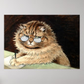 Cat at work with glasses by Louis Wain Poster (Voorkant)