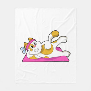Cat at Yoga Stretching exercise Fleece Deken