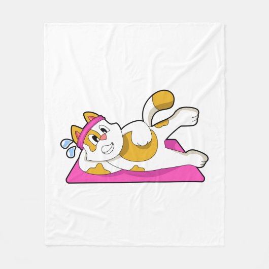 Cat at Yoga Stretching exercise Fleece Deken (Voorkant)