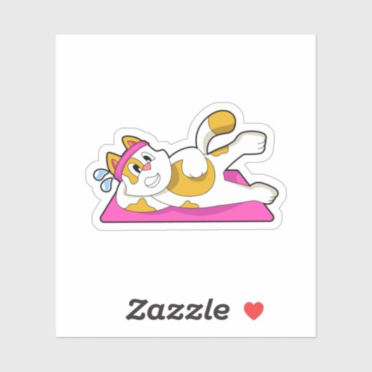 Cat at Yoga Stretching exercise Sticker (Vel)