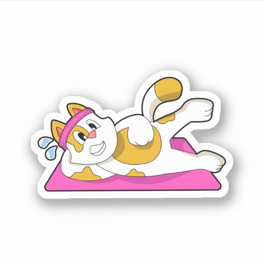 Cat at Yoga Stretching exercise Sticker (Voorkant)