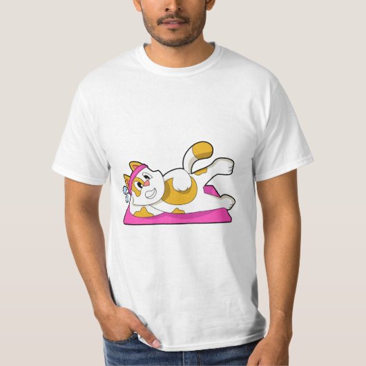 Cat at Yoga Stretching exercise T-shirt (Voorkant)