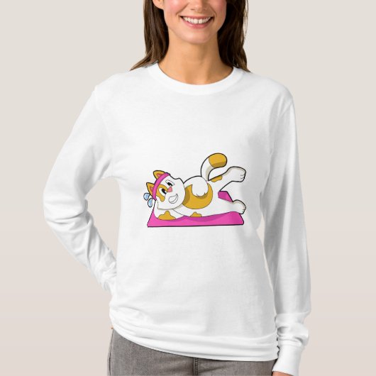 Cat at Yoga Stretching exercise T-shirt (Voorkant)