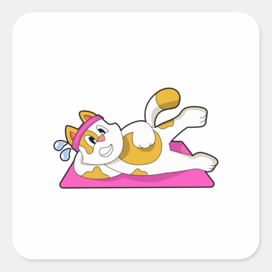 Cat at Yoga Stretching exercise Vierkante Sticker (Voorkant)