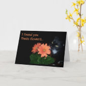 Cat Ate je Birthday Flowers Kaart (Gele Bloem)