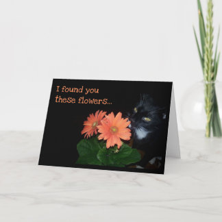 Cat Ate je Birthday Flowers Kaart