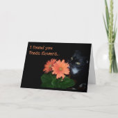 Cat Ate je Birthday Flowers Kaart (Voorkant)