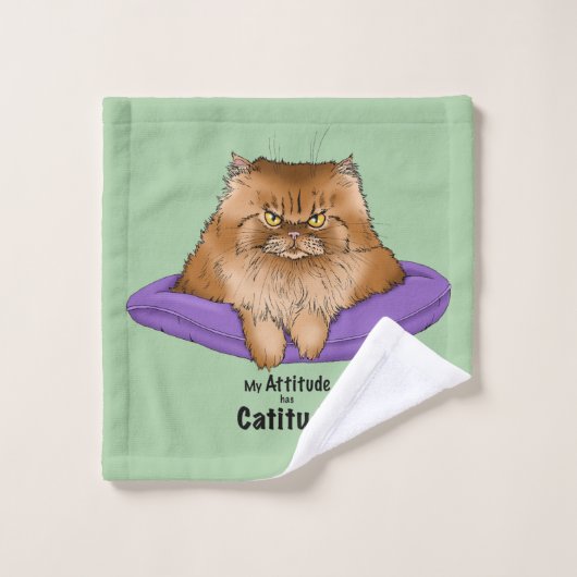 Cat Attitude Grappig Bad Handdoek (Wasdoekje)