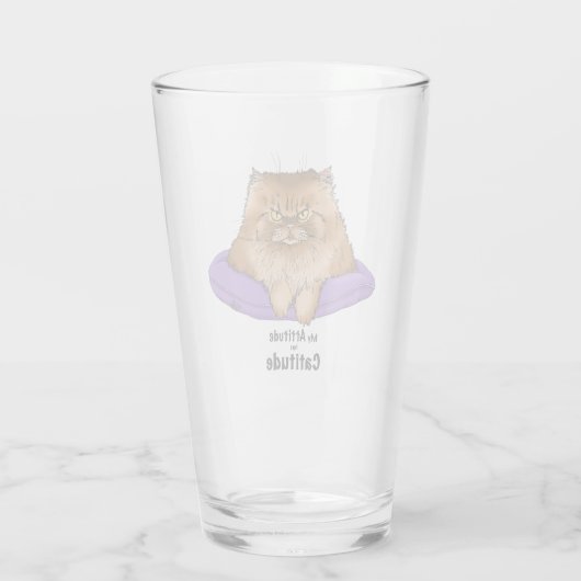Cat Attitude Grappig Glas (Achterkant)