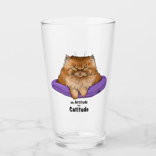 Cat Attitude Grappig Glas (Voorkant)