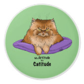 Cat Attitude Grappig Keramische Knop (Voorkant)
