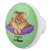 Cat Attitude Grappig Keramische Knop (Rechts)