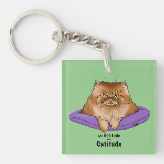 Cat Attitude Grappig Sleutelhanger (Voorkant)