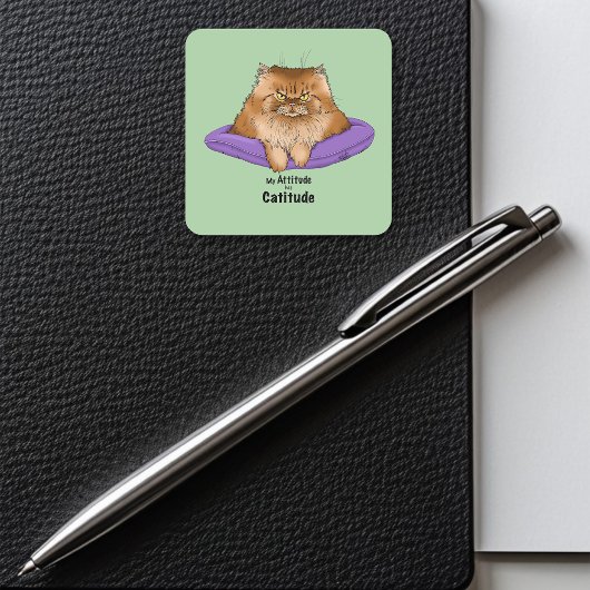 Cat Attitude Grappig Vierkante Sticker