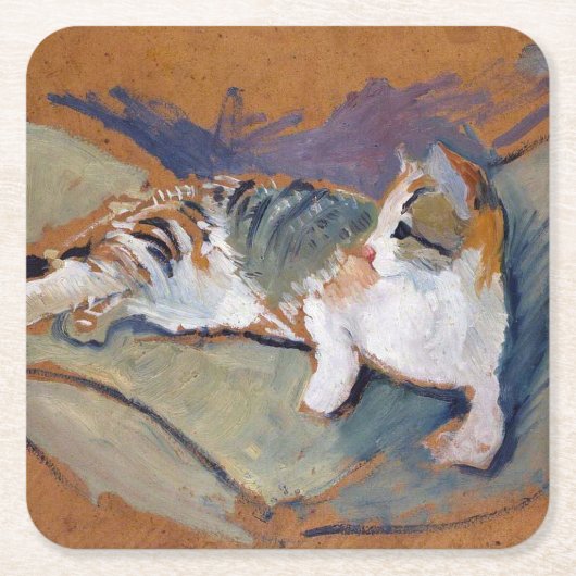 Cat, August Macke Square Paper Onderzetter (Voorkant)