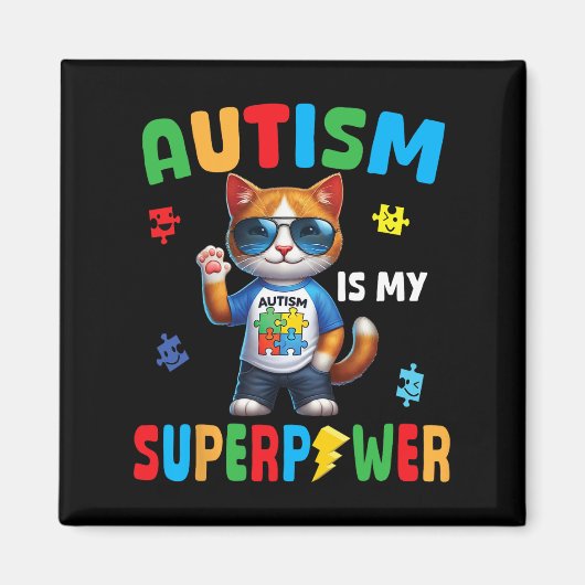 Cat Autisme Is Mijn Superpower Accepteer Ondersteu Magneet (Voorkant)