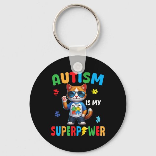 Cat Autisme Is Mijn Superpower Accepteer Ondersteu Sleutelhanger (Voorkant)