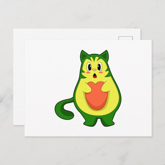 Cat Avocado Briefkaart (Voorkant / Achterkant)