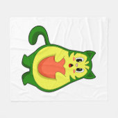 Cat Avocado Fleece Deken (Voorkant (Horizontaal))