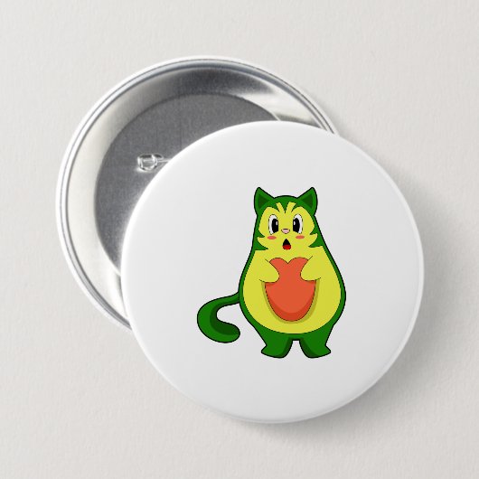 Cat Avocado Ronde Button 7,6 Cm (Voorkant /achterkant)