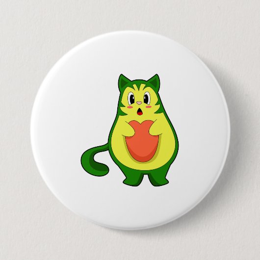 Cat Avocado Ronde Button 7,6 Cm (Voorkant)